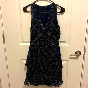 Navy blue with polka dots, sleeveless, banana republic dress, size - 8P